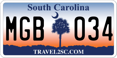 SC license plate MGB034