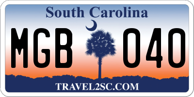 SC license plate MGB040
