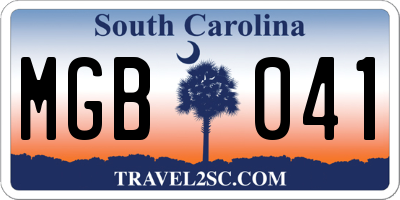SC license plate MGB041