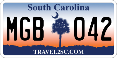 SC license plate MGB042