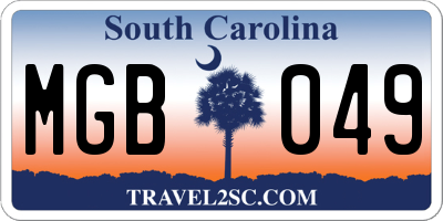 SC license plate MGB049