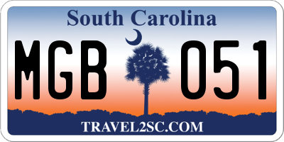 SC license plate MGB051
