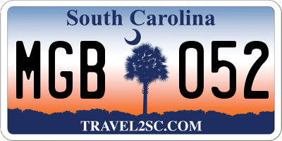 SC license plate MGB052