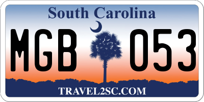SC license plate MGB053