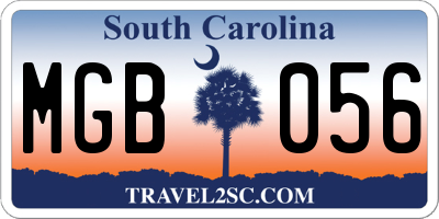SC license plate MGB056