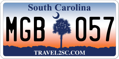 SC license plate MGB057