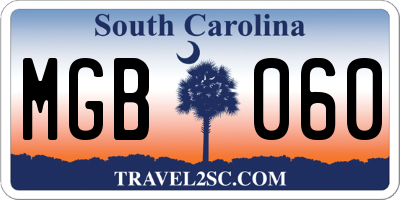 SC license plate MGB060