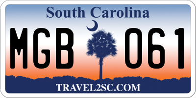 SC license plate MGB061