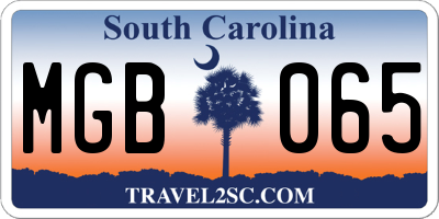 SC license plate MGB065