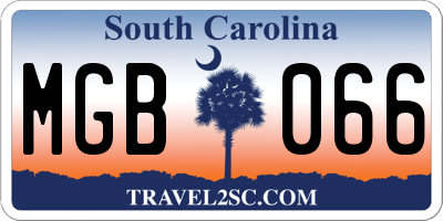SC license plate MGB066