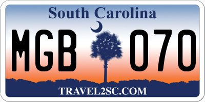 SC license plate MGB070