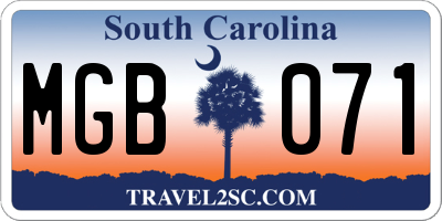 SC license plate MGB071