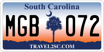 SC license plate MGB072