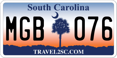 SC license plate MGB076