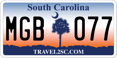 SC license plate MGB077