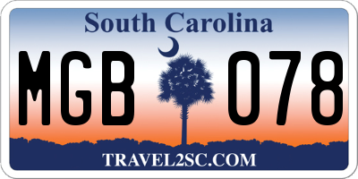 SC license plate MGB078