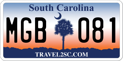 SC license plate MGB081