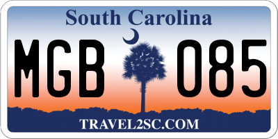 SC license plate MGB085