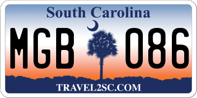 SC license plate MGB086