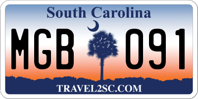 SC license plate MGB091