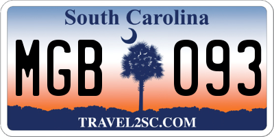 SC license plate MGB093