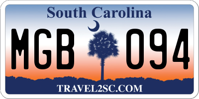 SC license plate MGB094