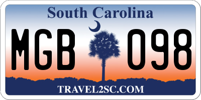 SC license plate MGB098