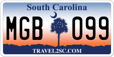 SC license plate MGB099