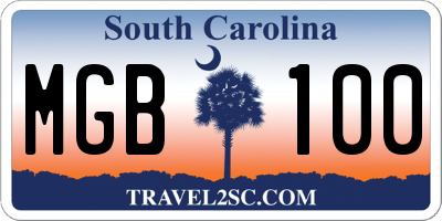 SC license plate MGB100