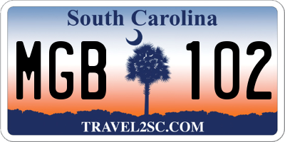 SC license plate MGB102