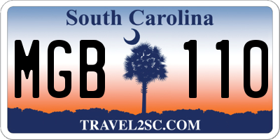 SC license plate MGB110