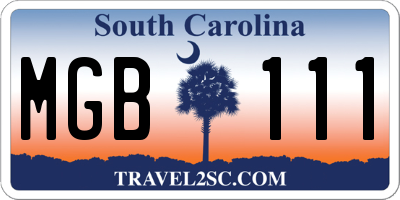 SC license plate MGB111