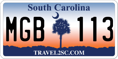 SC license plate MGB113