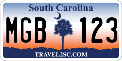 SC license plate MGB123
