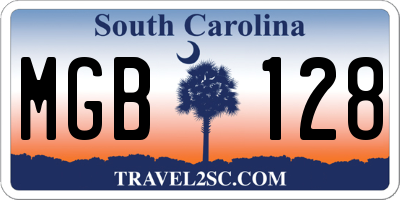 SC license plate MGB128