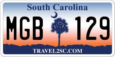 SC license plate MGB129