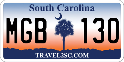 SC license plate MGB130