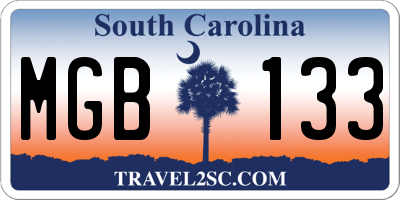 SC license plate MGB133