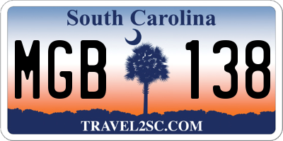 SC license plate MGB138