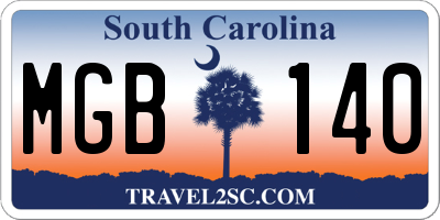 SC license plate MGB140