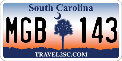 SC license plate MGB143