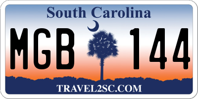 SC license plate MGB144