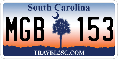 SC license plate MGB153