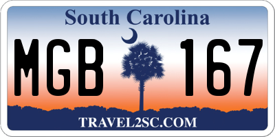 SC license plate MGB167