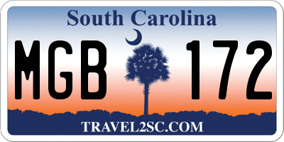 SC license plate MGB172