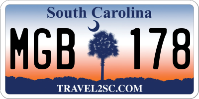SC license plate MGB178