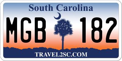 SC license plate MGB182