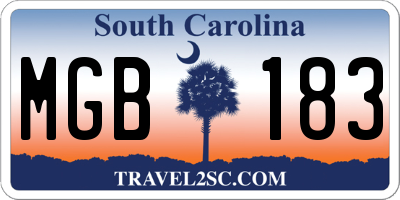 SC license plate MGB183