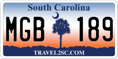 SC license plate MGB189