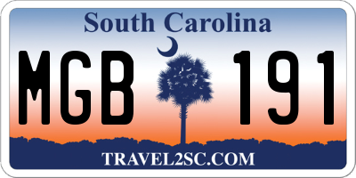 SC license plate MGB191